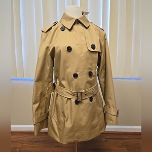 Coach Women's XL Double Breasted Classic Khaki Trench Coat Belted Button Up